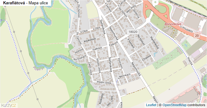 Karafiátová - mapa ulice