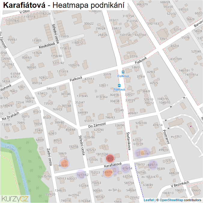 Mapa Karafiátová - Firmy v ulici.