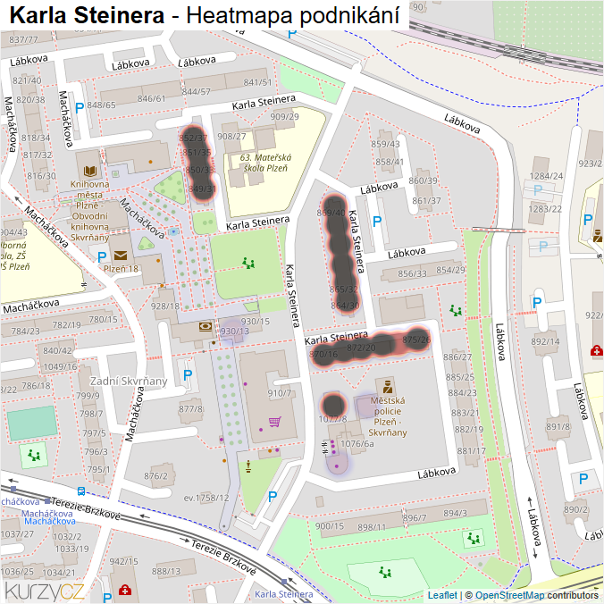 Mapa Karla Steinera - Firmy v ulici.
