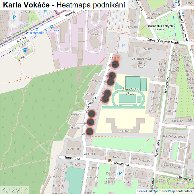 Mapa Karla Vokáče - Firmy v ulici.