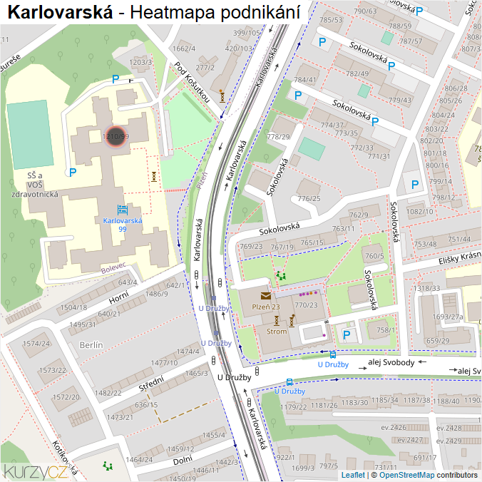 Mapa Karlovarská - Firmy v ulici.