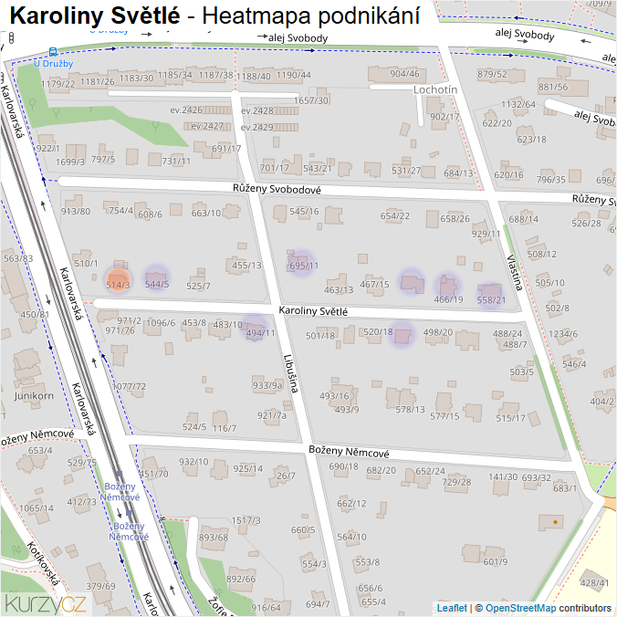 Mapa Karoliny Světlé - Firmy v ulici.
