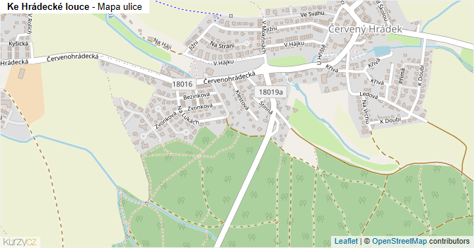 Ke Hrádecké louce - mapa ulice