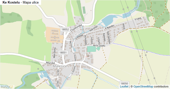 Ke Kostelu - mapa ulice