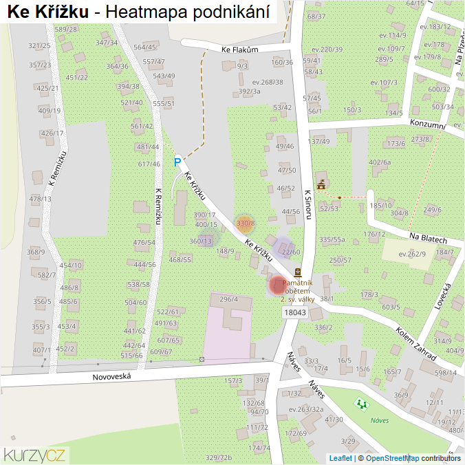 Mapa Ke Křížku - Firmy v ulici.