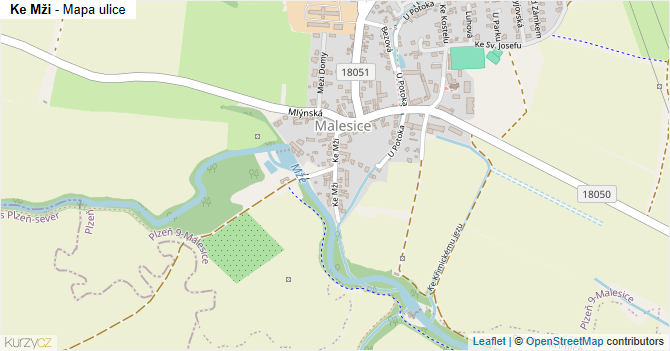 Ke Mži - mapa ulice