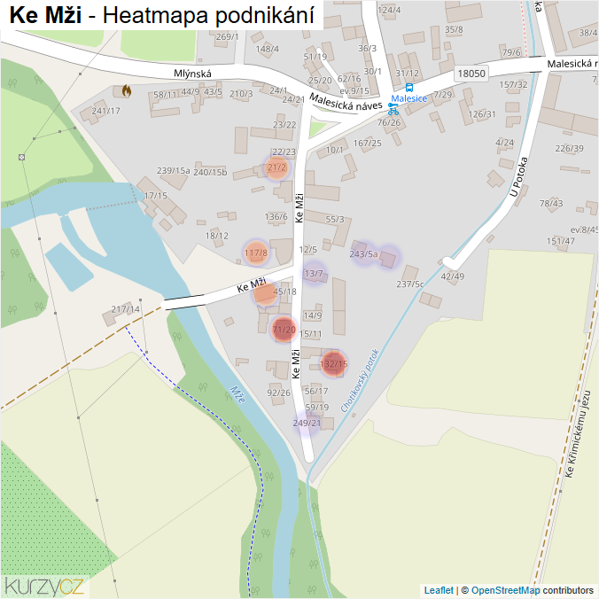 Mapa Ke Mži - Firmy v ulici.