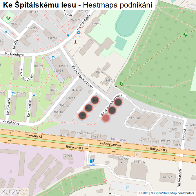 Mapa Ke Špitálskému lesu - Firmy v ulici.