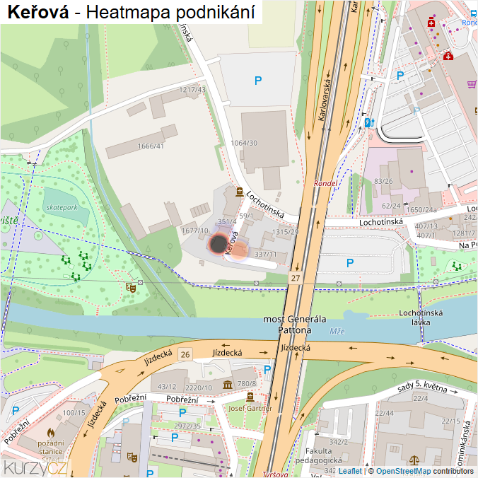 Mapa Keřová - Firmy v ulici.