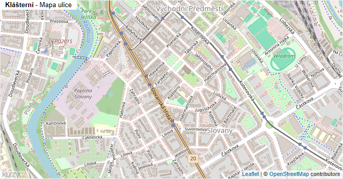 Klášterní - mapa ulice