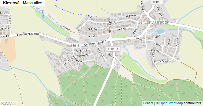 Klestová - mapa ulice