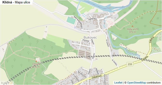 Klidná - mapa ulice
