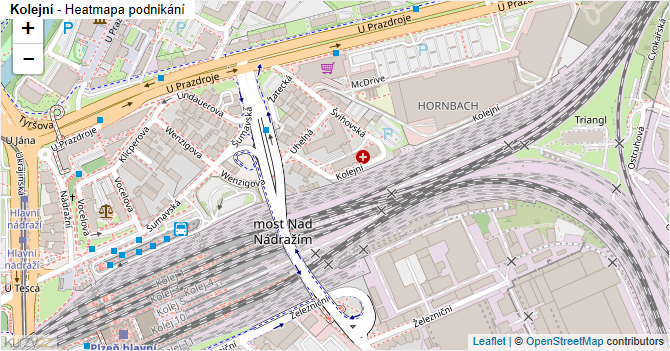 Kolejní - mapa podnikání