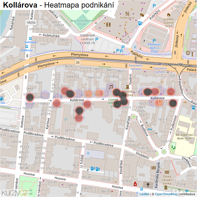 Mapa Kollárova - Firmy v ulici.