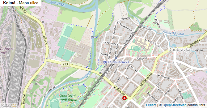 Kolmá - mapa ulice