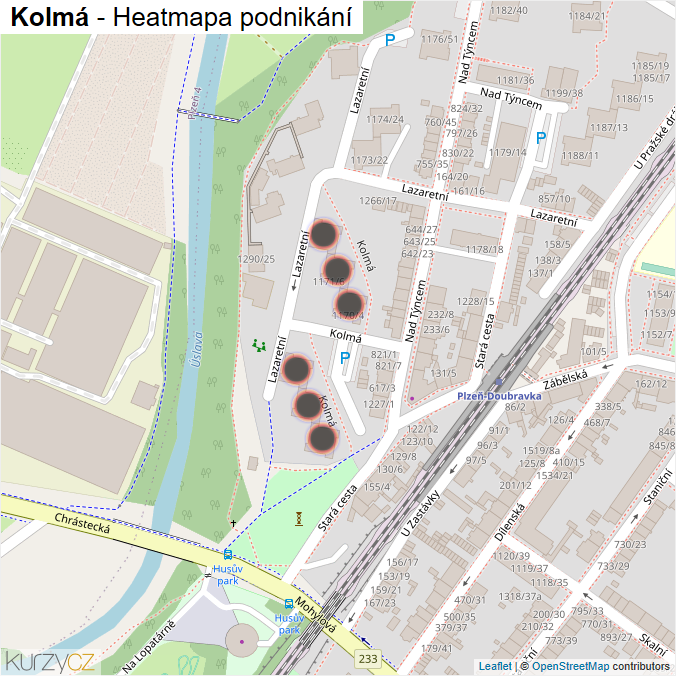 Mapa Kolmá - Firmy v ulici.