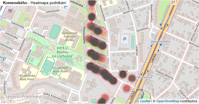 Komenského - mapa podnikání