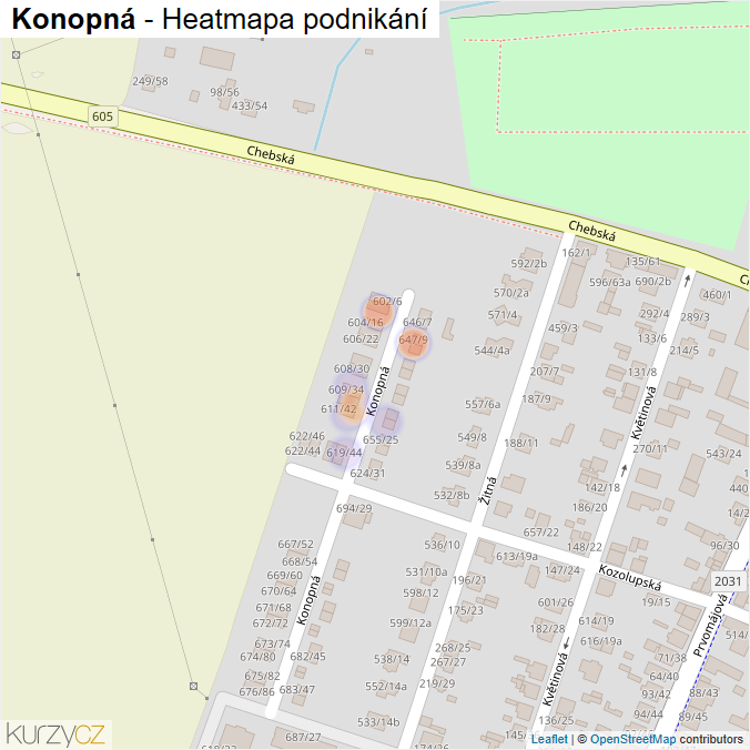 Mapa Konopná - Firmy v ulici.