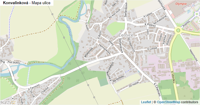 Konvalinková - mapa ulice