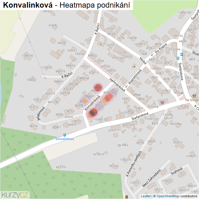 Mapa Konvalinková - Firmy v ulici.