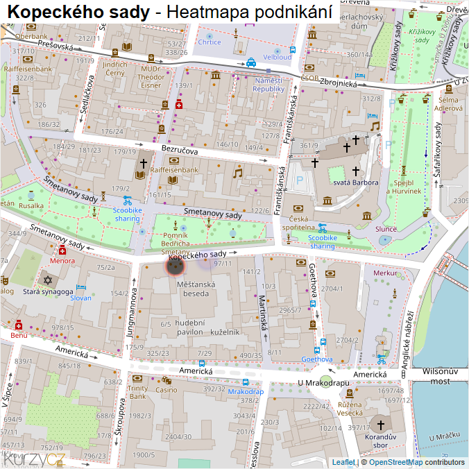 Mapa Kopeckého sady - Firmy v ulici.