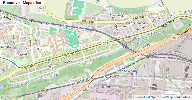 Kosmova - mapa ulice