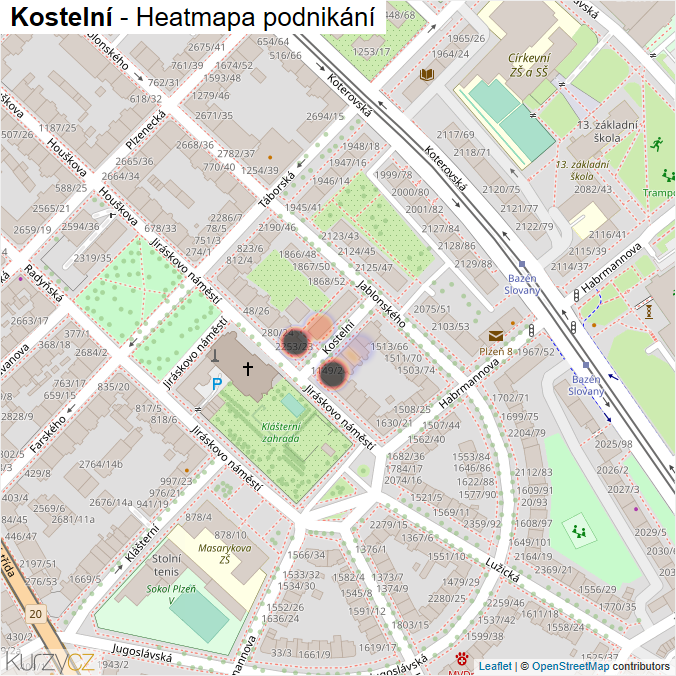 Mapa Kostelní - Firmy v ulici.