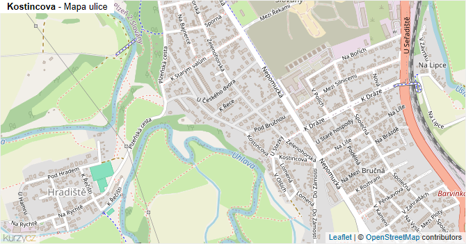 Kostincova - mapa ulice
