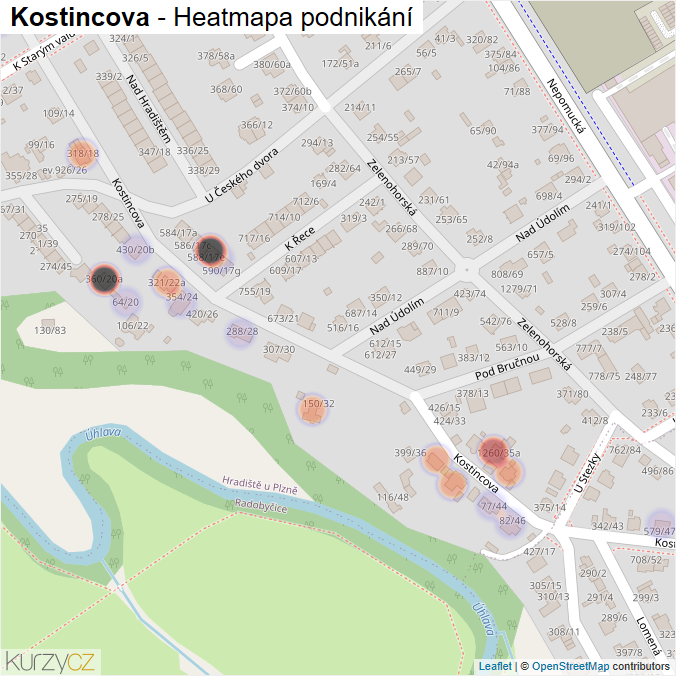 Mapa Kostincova - Firmy v ulici.