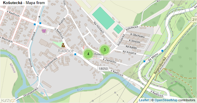 Košutecká - mapa firem
