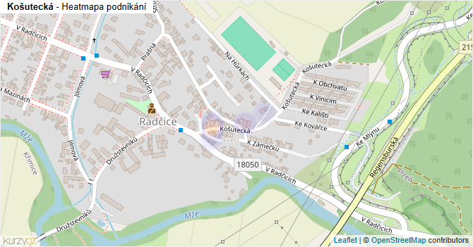 Košutecká - mapa podnikání
