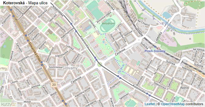 Koterovská - mapa ulice