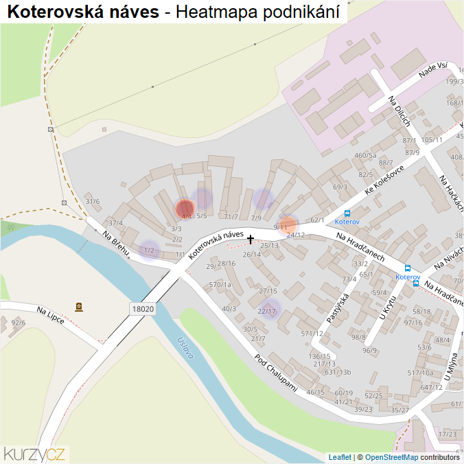 Mapa Koterovská náves - Firmy v ulici.