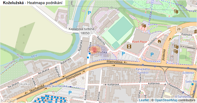 Koželužská - mapa podnikání