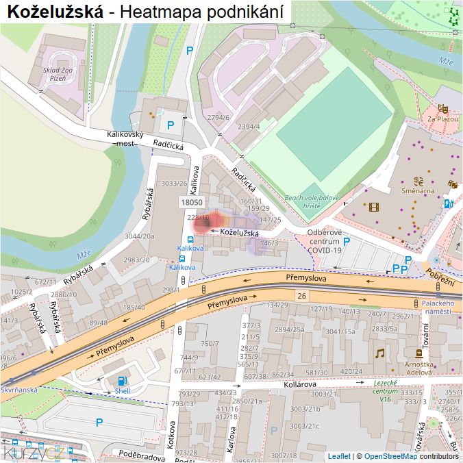 Mapa Koželužská - Firmy v ulici.