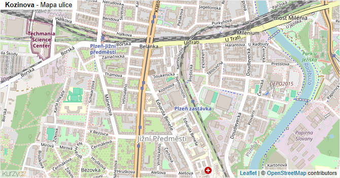 Kozinova - mapa ulice
