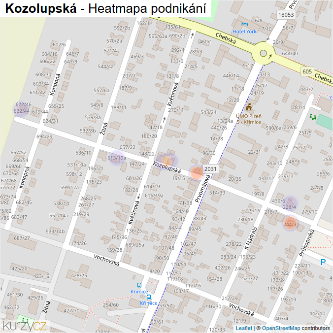 Mapa Kozolupská - Firmy v ulici.