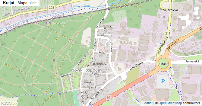 Krajní - mapa ulice