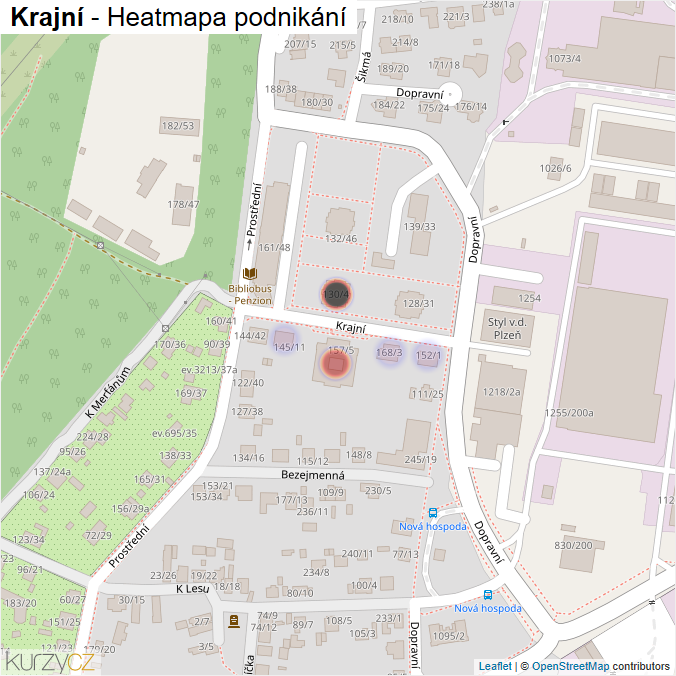 Mapa Krajní - Firmy v ulici.