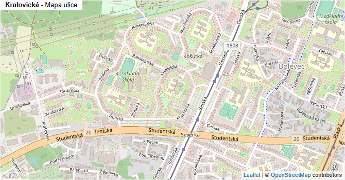 Kralovická - mapa ulice
