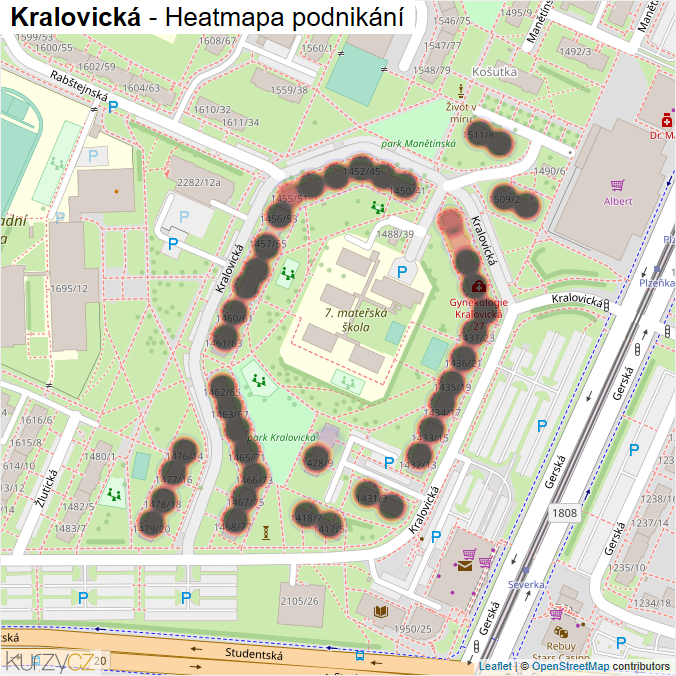 Mapa Kralovická - Firmy v ulici.