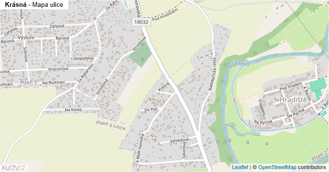 Krásná - mapa ulice