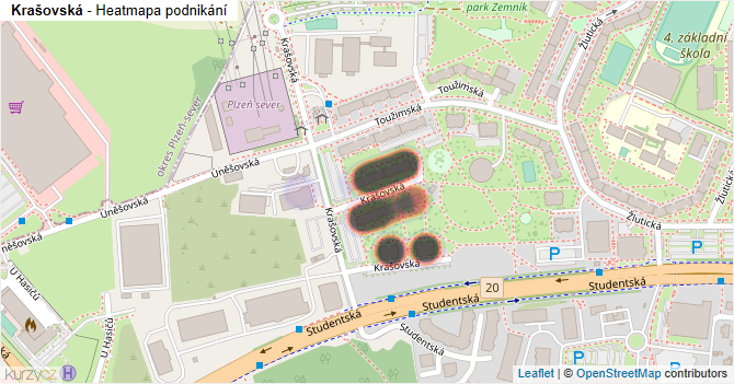Krašovská - mapa podnikání