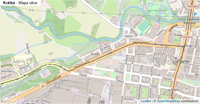 Krátká - mapa ulice