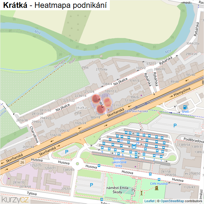 Mapa Krátká - Firmy v ulici.