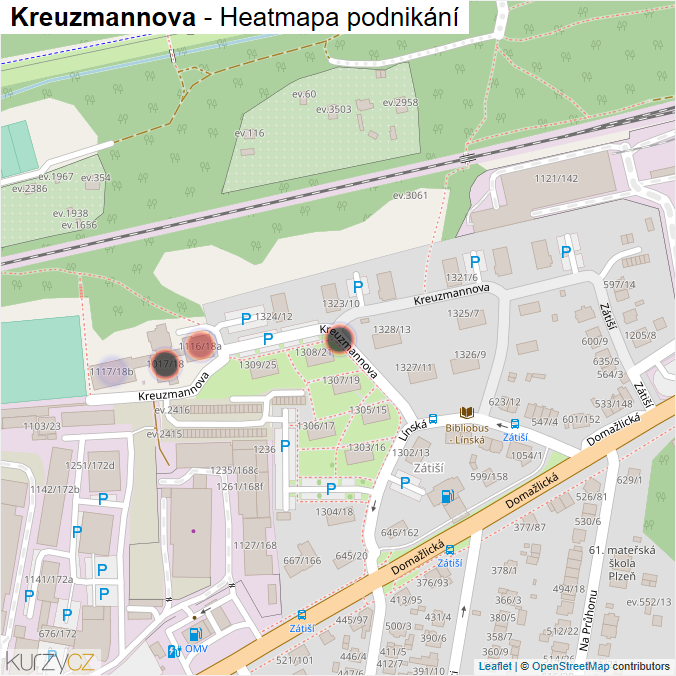 Mapa Kreuzmannova - Firmy v ulici.
