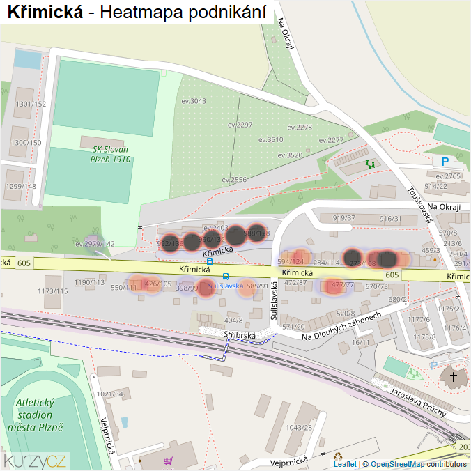 Mapa Křimická - Firmy v ulici.