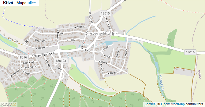 Křivá - mapa ulice