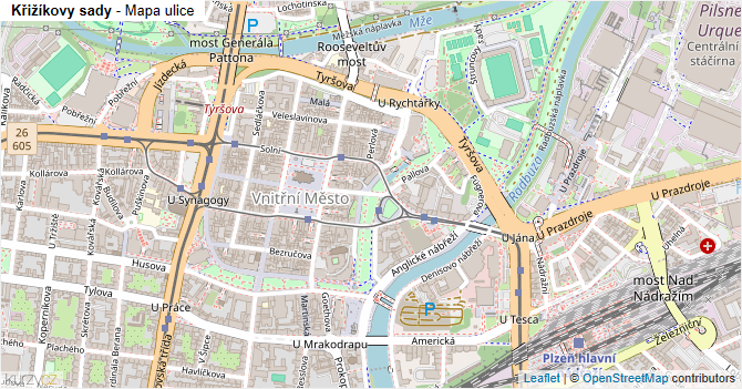 Křižíkovy sady - mapa ulice