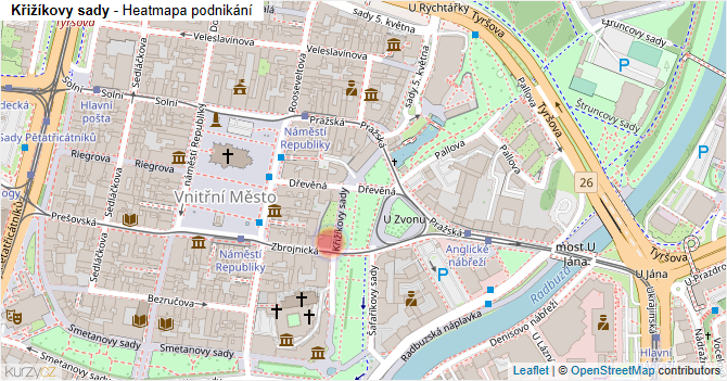 Křižíkovy sady - mapa podnikání